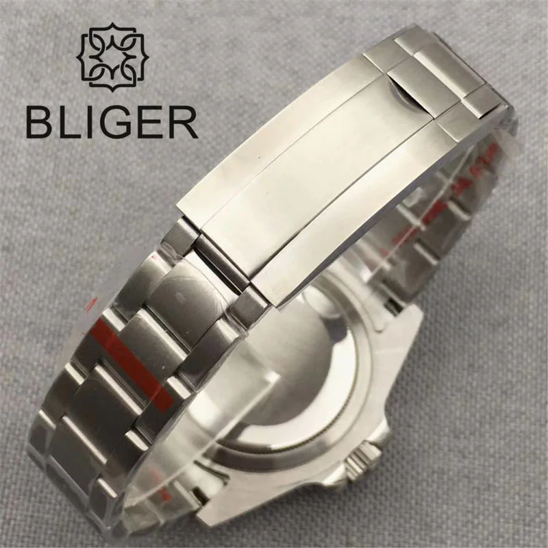 BLIGER 36mm/39mm Machenical Watch NH35 Automatic Movement Pink Dial Diamnd Time Marks Steel Strap Silver Fluted Bezel Waterproof