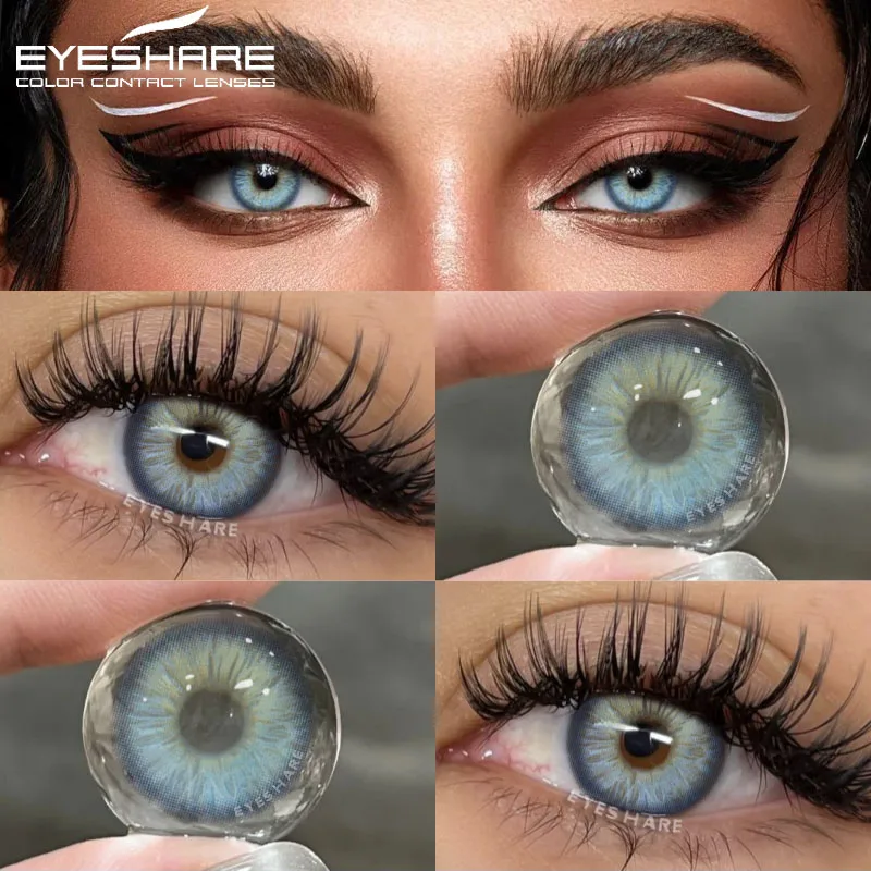 EYESHARE 2 Stück natürliche Farbkontaktlinsen für Augen, blaue Linsen, Colorcon koreanische Linsen, jährliches Schönheits-Make-up, braune Augenkontakte