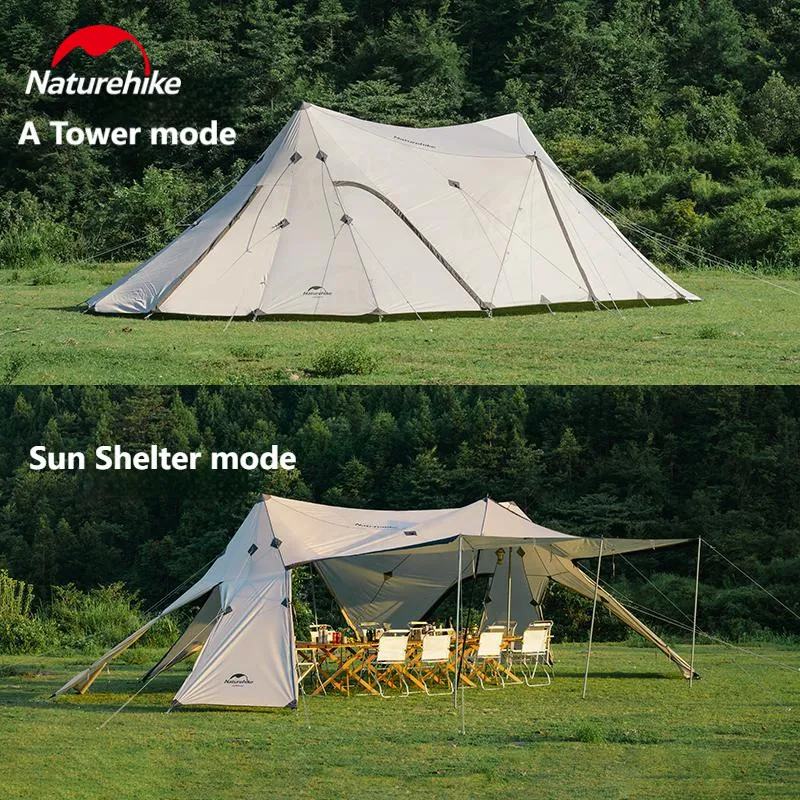 Naturehike 60㎡ Glamping Large Tent Silver Sunscreen Canopy Outdoor Sun Shelter for 20-30 Persons Courtyard Party Picnic Tent