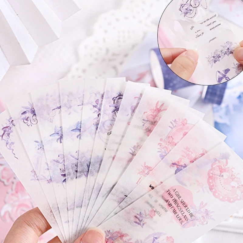 Sổ tay bìa cứng Giấy ghi chú Băng trang trí Hình dán hoa Bộ đánh dấu trang