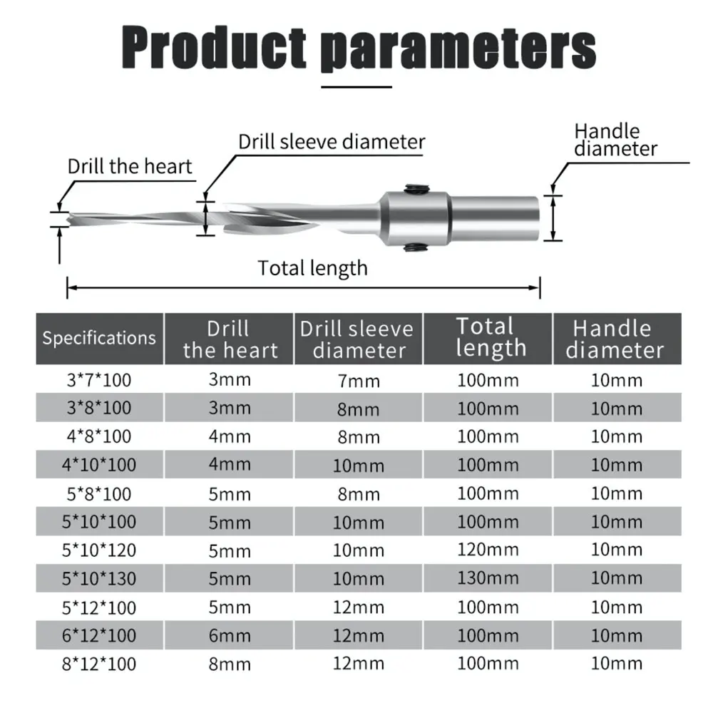 Binoax 3/4/5/6MM Countersink Drill Bit with Adjustable Depth Stop Chamfering Counterbore Drilling for Wood Plastic 10MM Shank