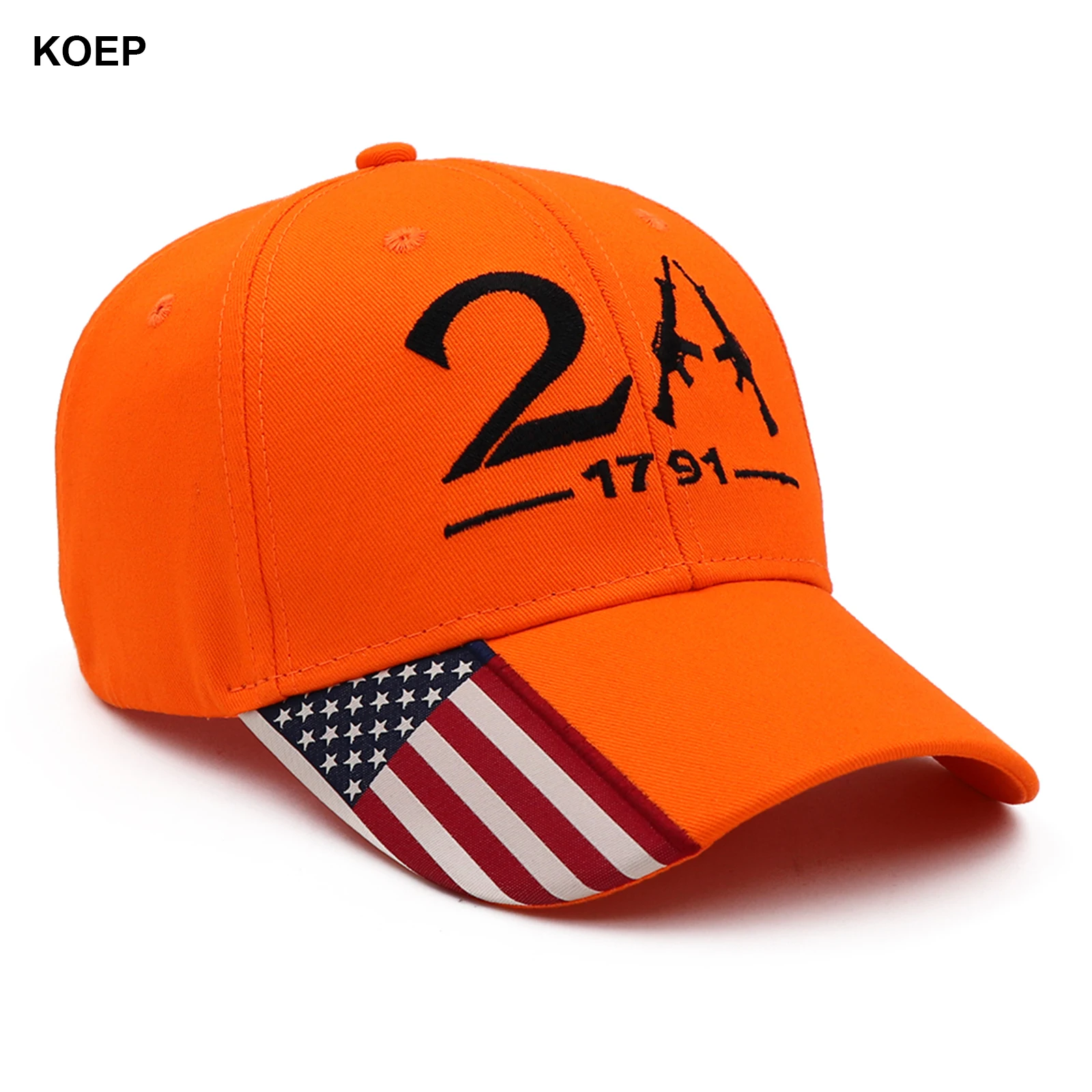 KOEP 2A USA Flag Baseball Caps Fishing Hiking Cap 2D Embroidery Outdoor Sports Snapback Hats