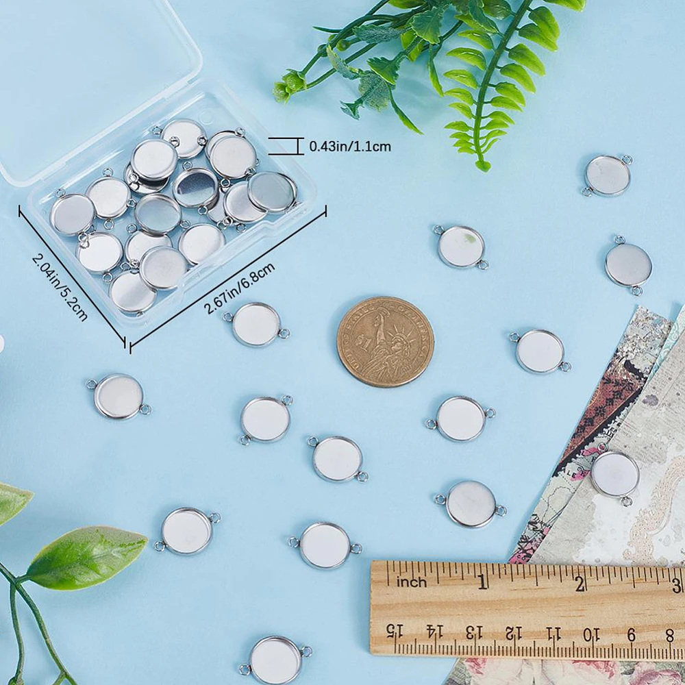 100개 스테인리스 스틸 카보숑 커넥터 세팅 실버 라운 - Bezels Set Pendant 리뷰 및 가격