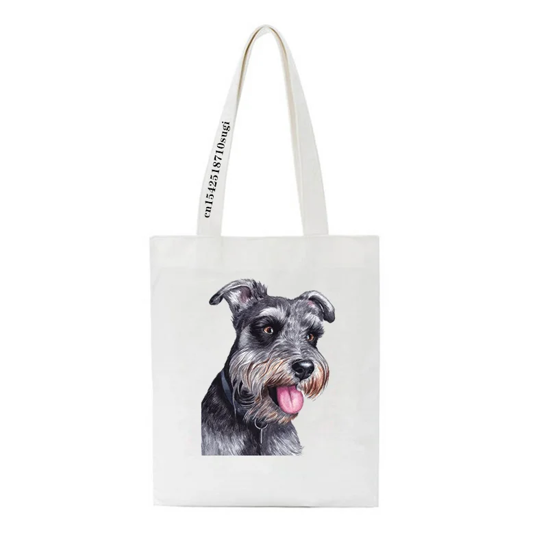 A Schnauzer Stole My Heart พิมพ์ผ้าใบกระเป๋าผู้หญิงไหล่กระเป๋าแฟชั่นขนาดใหญ่ความจุ Shopper สุภาพสตรีกระเป๋า Tote กระเป๋า