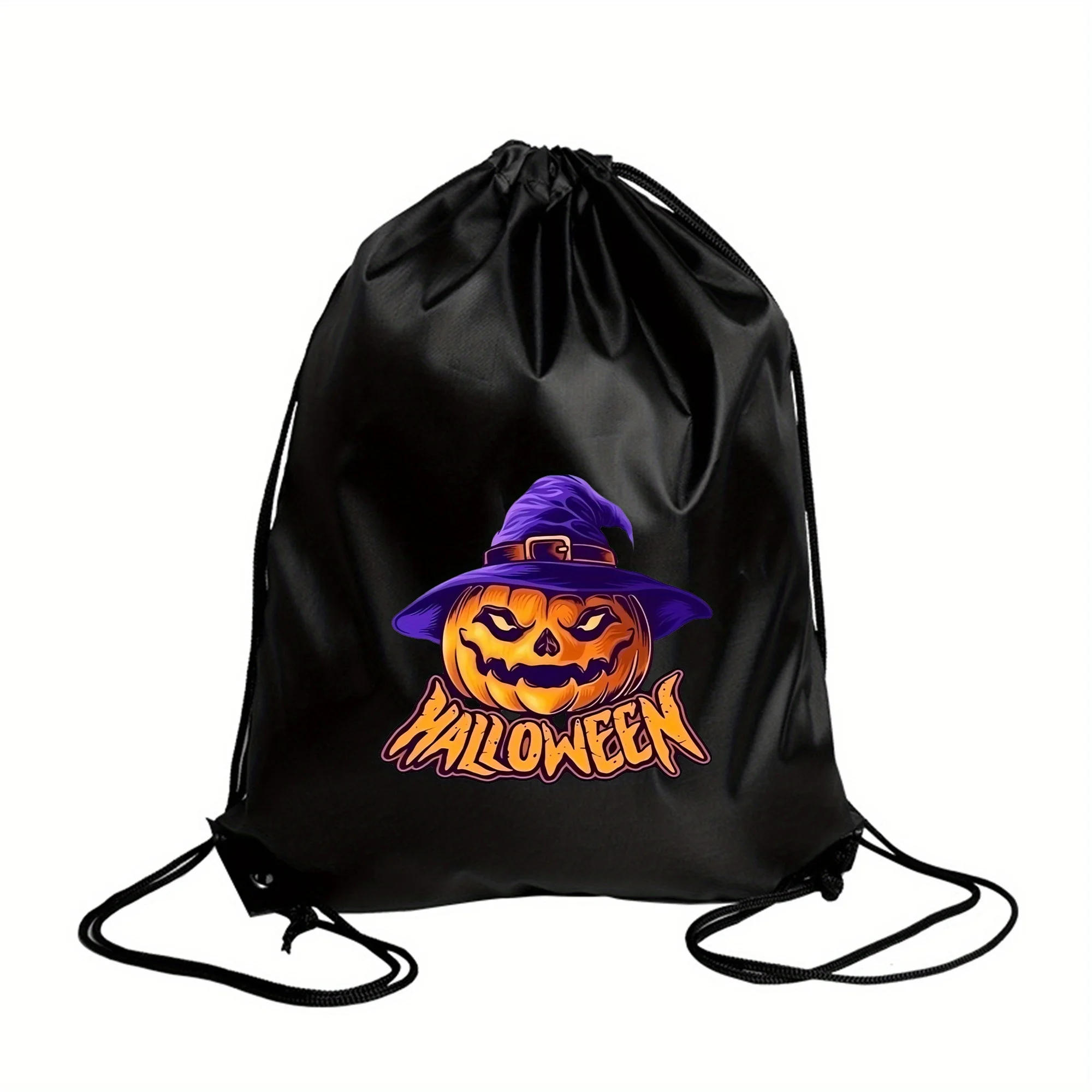 Pumpkin Monster Pattern Double Shoulder Drawstring Backpack Fashion  Bag Portable Storage Bag Halloween Gift Bags Candy