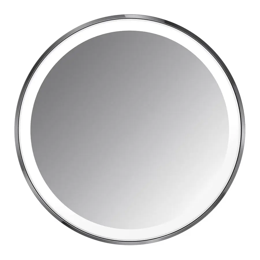 Miroir à capteur, miroir grossissant de maquillage compact éclairé avec lumière, rond, format voyage, acier inoxydable noir