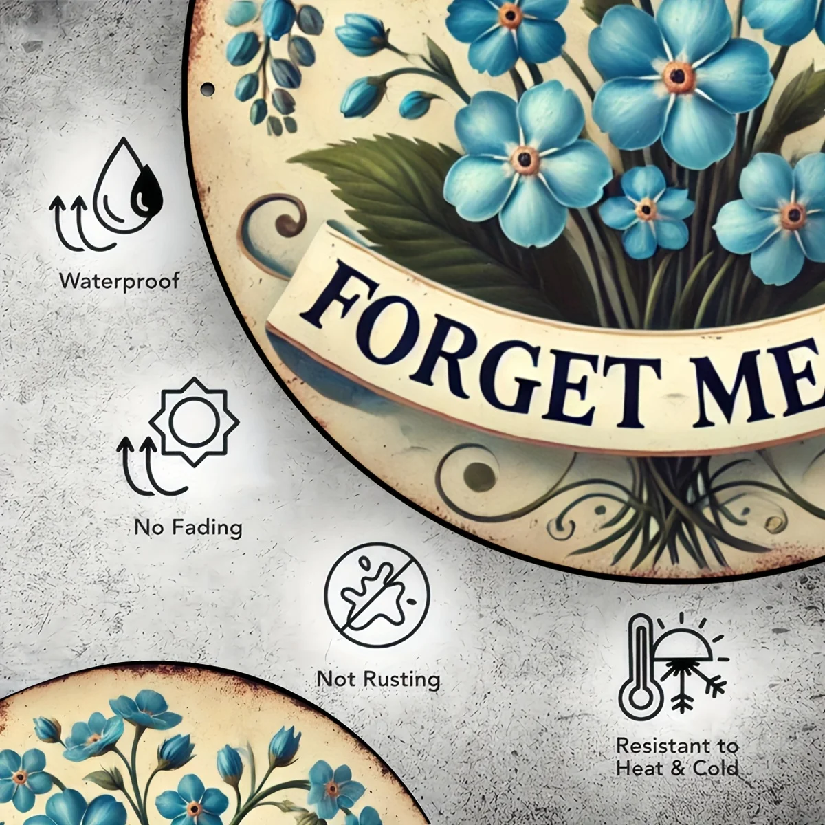 لافتة ألومنيوم على شكل زهرة "Forget Me Not" عتيقة - لوحة زهور مبتكرة، هدية عيد الحب، ديكور فني جداري للمقهى، المرآب، البعيد