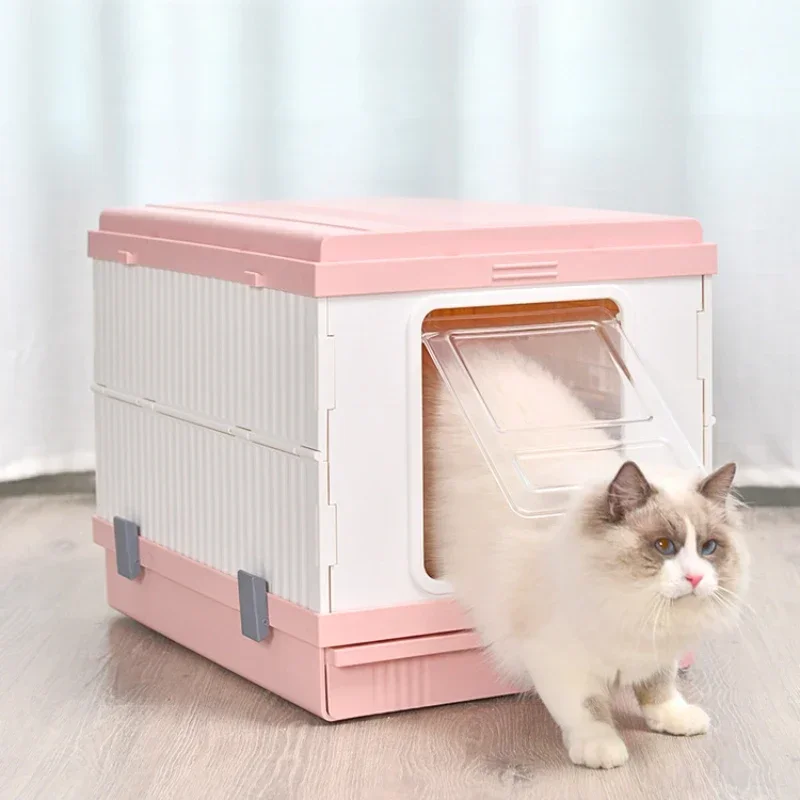 Enclosed Cat Sandbox Convenient Drawer Design Folding Cat Litter Box Non-slip Home Supplies for Cats New Arrivals Genuine