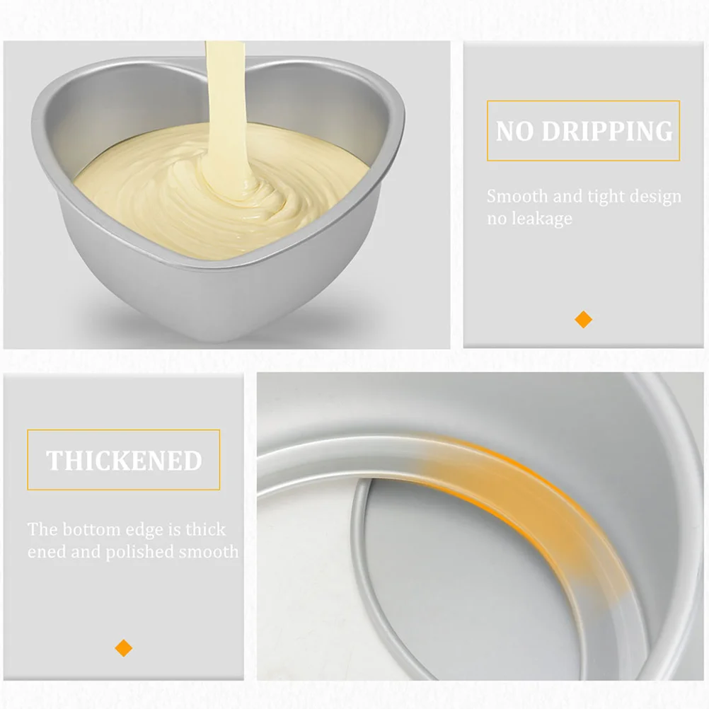 

2Pcs Heart Shape Cake Pan Aluminum Alloy Non-Stick Metal Baking Mold Detachable Bottom Oven Safe Baking Tools for Home Bakery