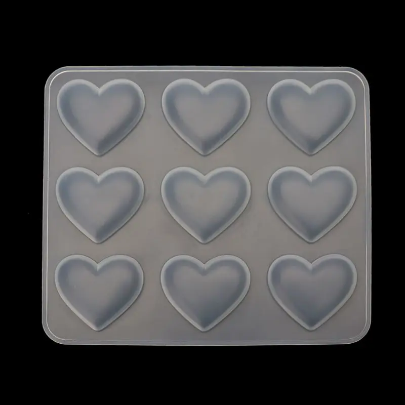 Silicone Cake Mold Trays 9 Cavities Heart Shaped Mousse Dessert Baking Pan Mould Cupcake Mold for Valentine DIY Baking R3MC