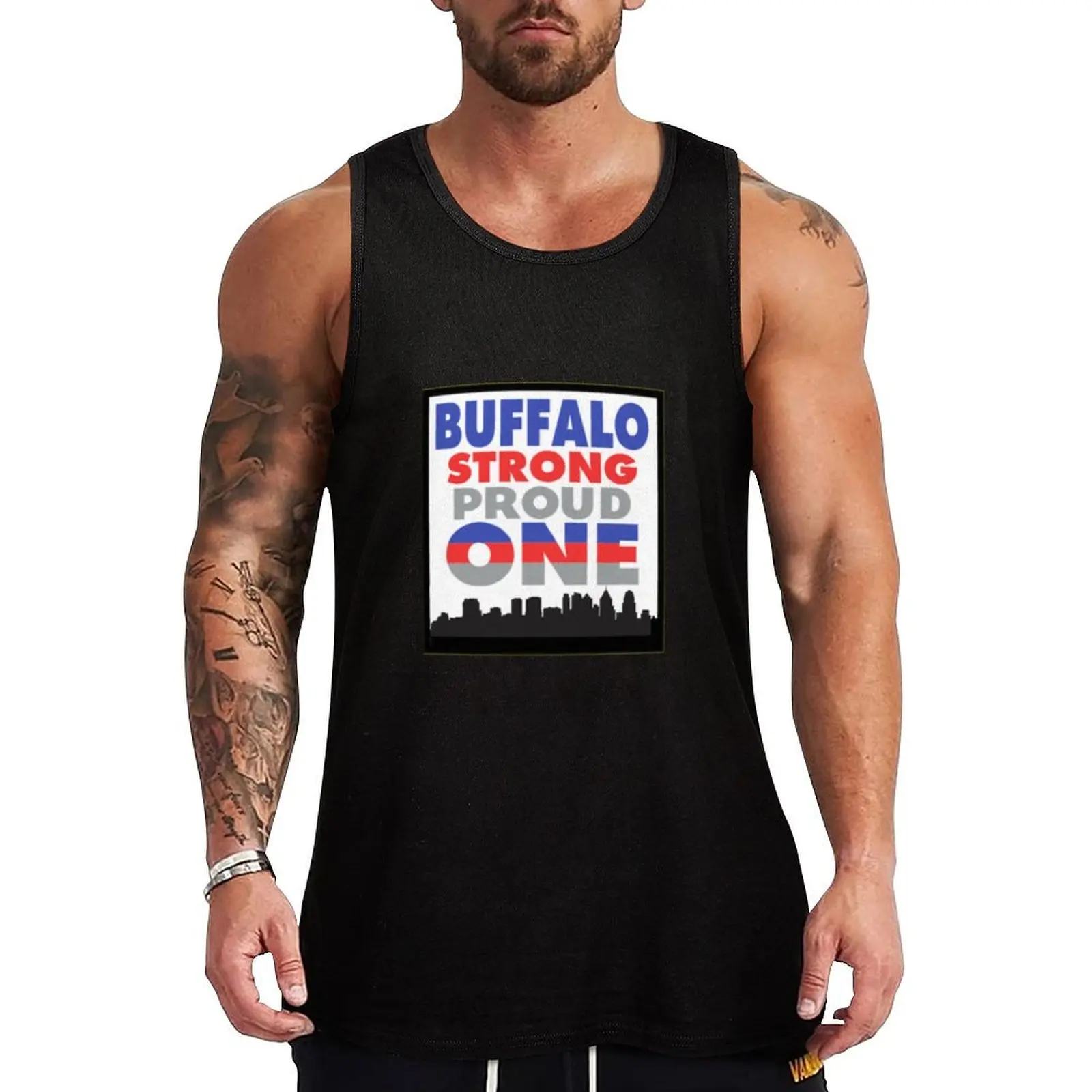 Buffalo Strong, Proud, One - ALL PROFITS DONATED TO BUFFALO CHARITIES Tank Top Modern Print Tank Top Contemporary Graphic Shirt