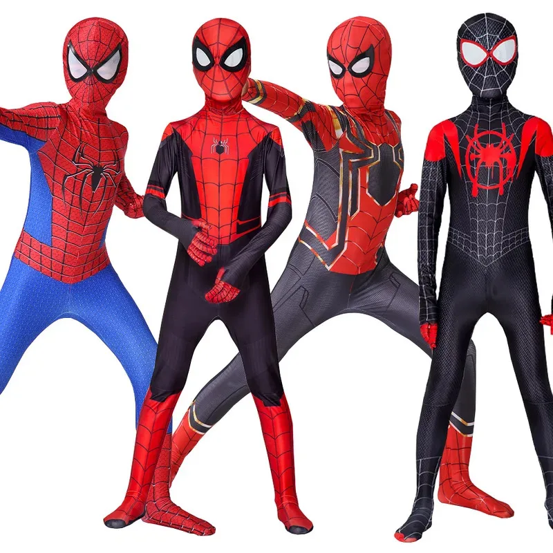 

Spider and man Cosplay Fantasy Costumes Jumpsuit For Boys Girls Miles Morales Superhero Halloween Carnival Zentai Bodysuit