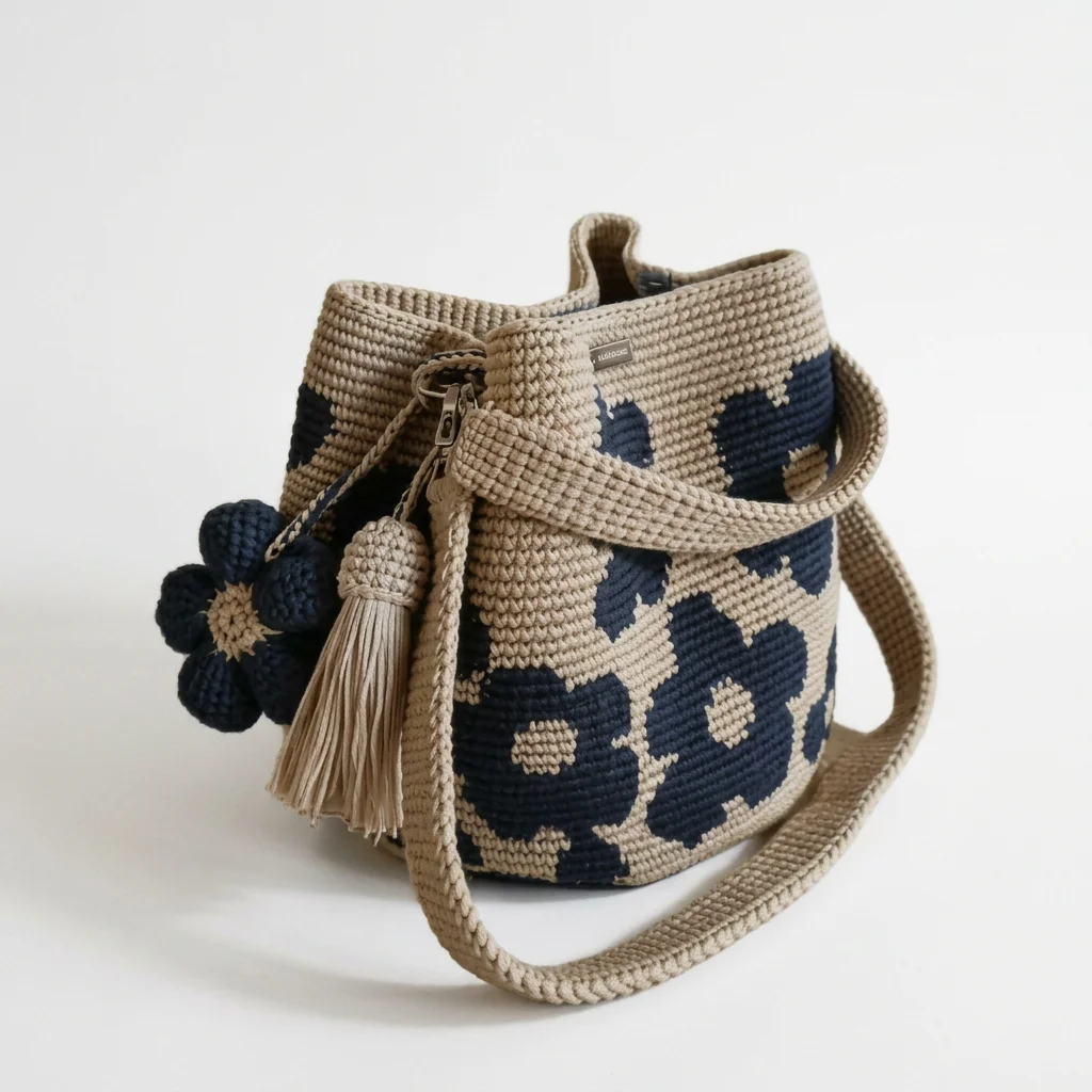 

Women Oversized Tote Bag Floral Flower Shopping Bag Crochet Flower Bag Colorful For Casual Outings Casual Handbag