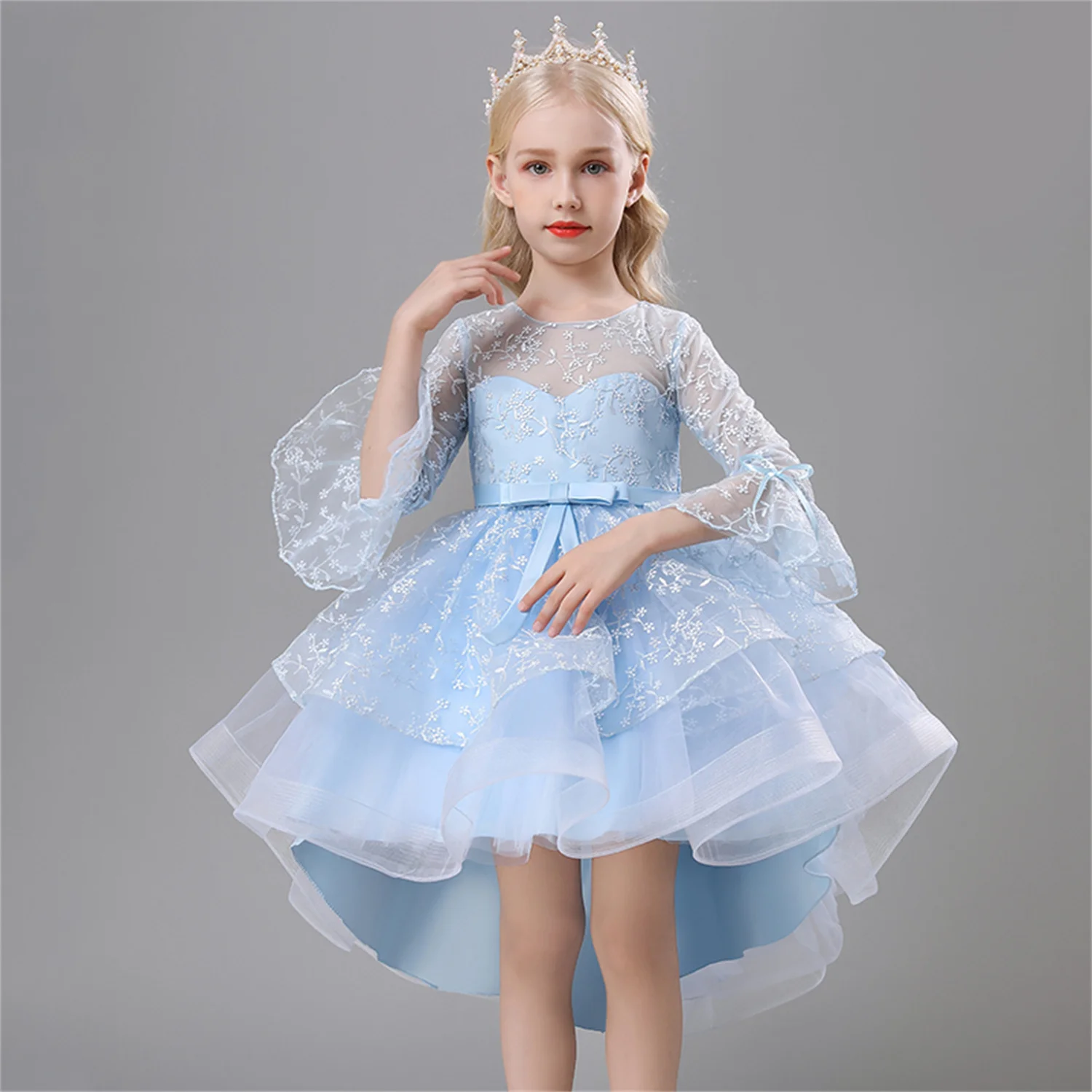 Flower Girls Princess Dresses Baby Wedding Christmas Party Trailing Dress Teenager Children Kids Elegant Vestidos For 3-12Years