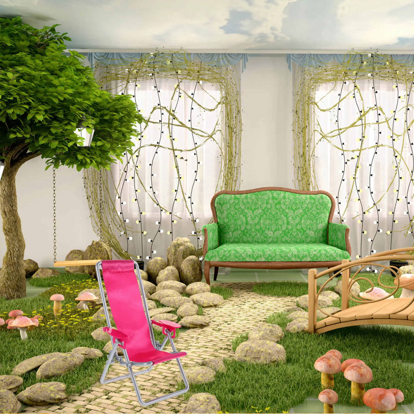 

Miniature Folding Beach Chair Lightweight Portable Desk Ornaments Kids Room Decor Versatile Usage Resistant to Fading