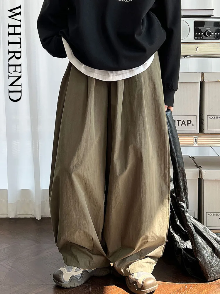 WHTREND الأساسية بسيطة تنوعا فضفاض السراويل الطويلة للنساء الخريف جديد مستقيم عادية واسعة الساق بنطلون WH2077 #1