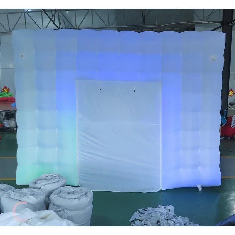 free air ship to door,outdoor activities LED Light White Inflatable Square Nightclub Cube inflatable Party Tent For Carnival