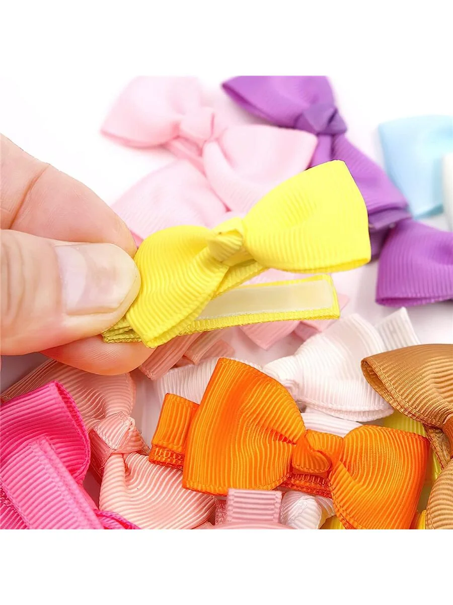 Baby Hair Clips Baby Girls Fully Lined Baby Bows Hair Pins Tiny 2 Hair Bows Alligator Clips(Pack of 50)