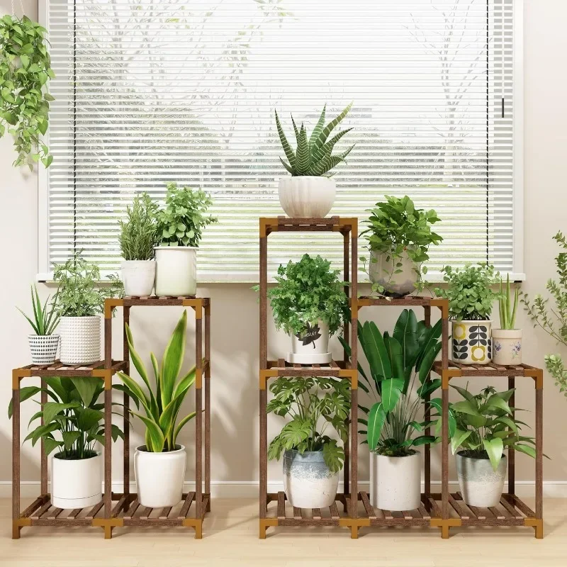 Plant Stand Indoor Outdoor, 11 Tier Corner Plant Shelf With Upgraded Space For Tall Plants Large Wooden Plant