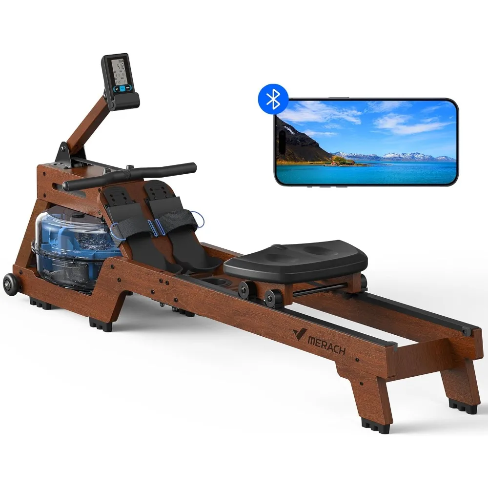 

Water Rowing Machine for Home Use, Finest Solid Wood Row with Professional Monitor, Bluetooth-Connected APP