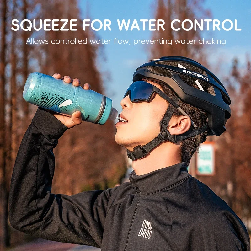 ROCKBROS Bicycle Water Bottle Cold Water Insulated Thermal 620ml Bike Water Bottle Fitness Outdoor Cycling Portable Water Kettle