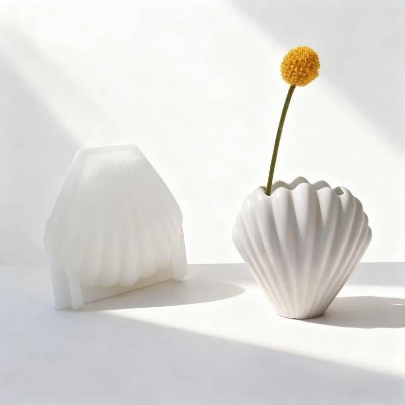 

Shell Scallop Shape Gypsum Vase Silicone Mold Dried Flowers Vase Cement Pen Container Plaster Home Decoration Molds