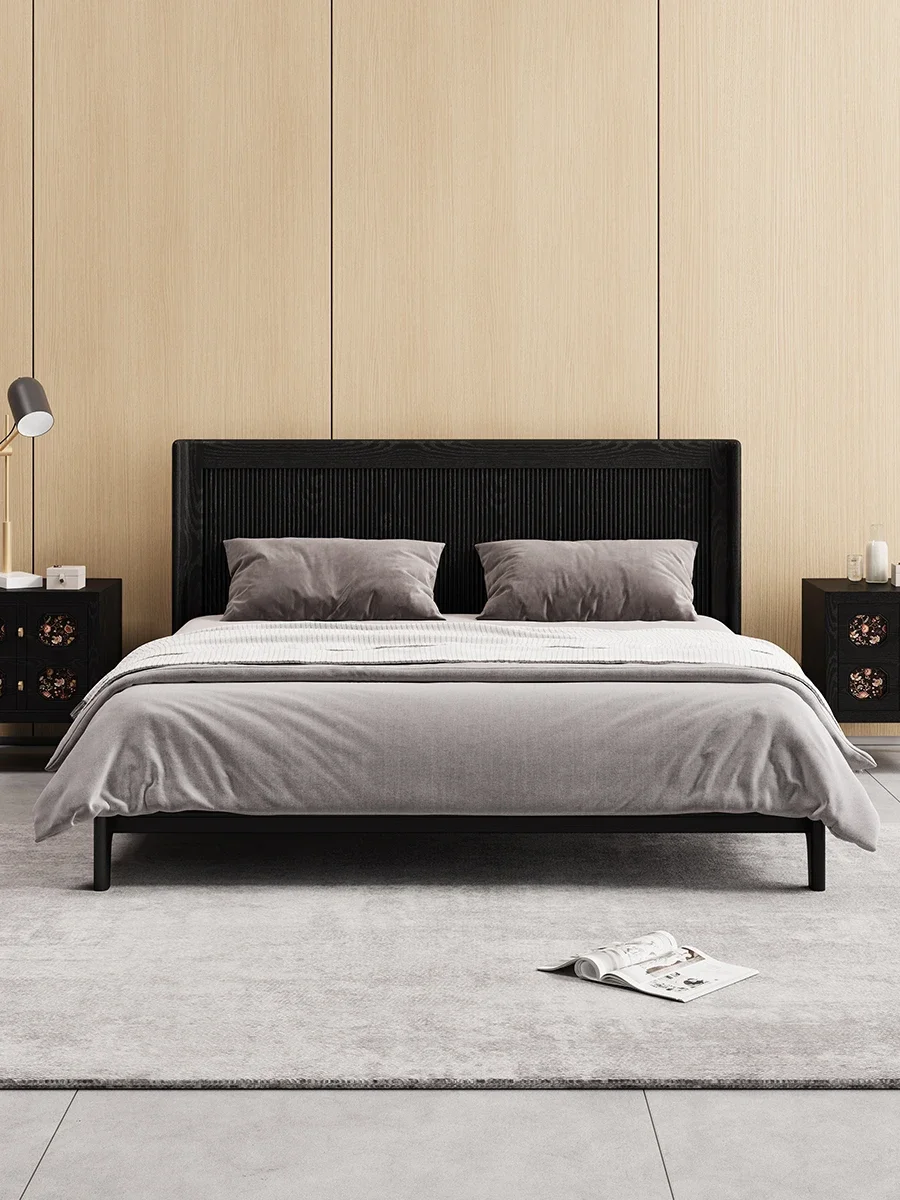 black solid wood bed 1.5 master bedroom h