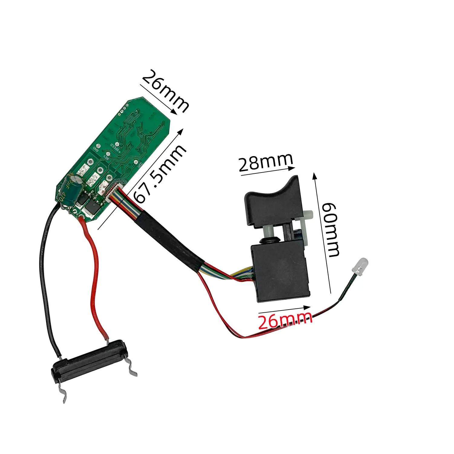 1개 어댑터드 16.8V 리튬 전동 드릴 제어 보드 스위치 어셈블리 18V 브러시리스 전동 드릴 회로 보드 스위치