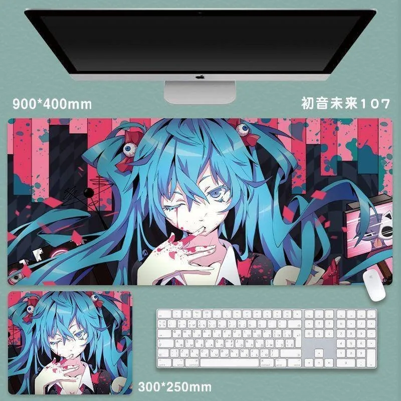 

Большой игровой коврик для мыши Hatsune Miku — настольный коврик в стиле аниме для ПК, клавиатура, кабинет, устойчивый резиновый материал