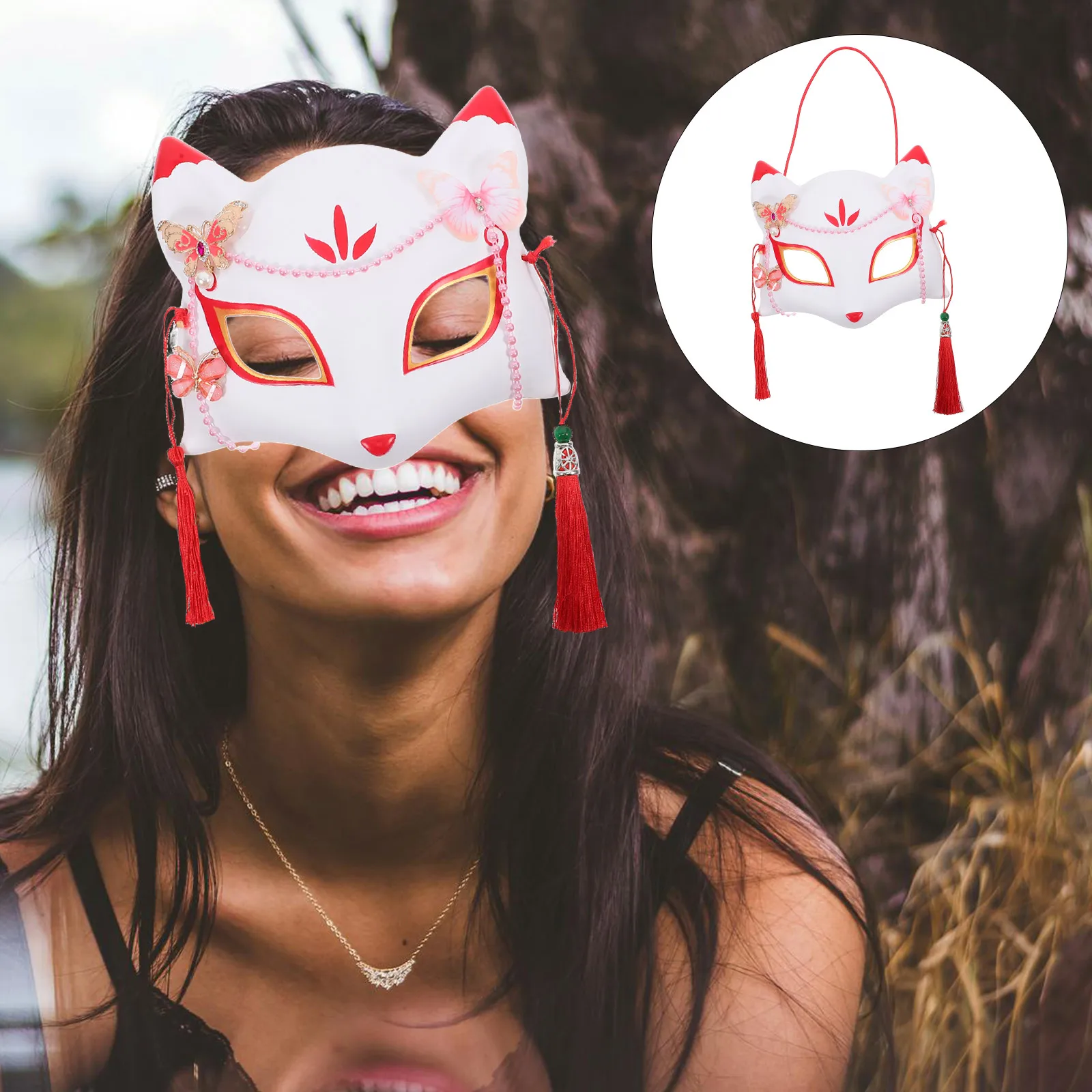 

Halloween Fox Half Face Mask ABS Material Masquerade Party Cosplay Animal Mask for Women Men Party Accessories