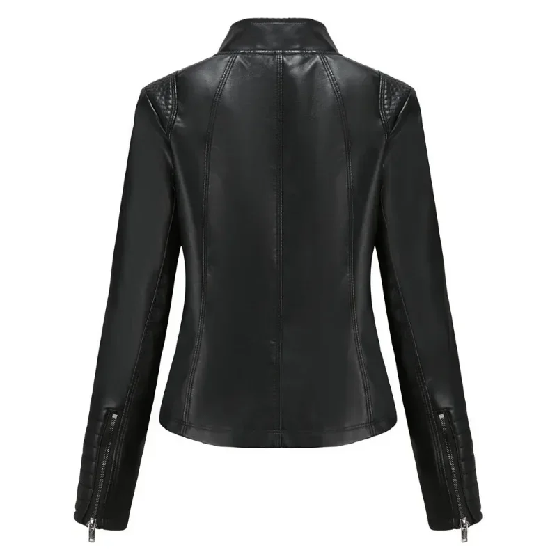 Women Pu Faux Leather Jacket Spring Autumn Fashion Slim Black Coatmotorcycle Rider Coat Female Office Lady Red New In Outerwears