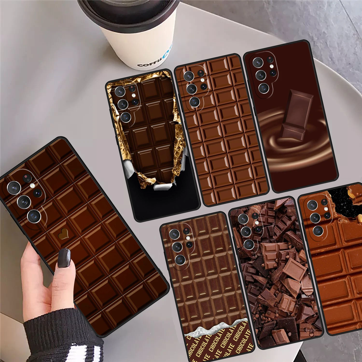 Funda de teléfono con barra de Chocolate Coque para Samsung Galaxy S24 S25 Ultra S23 S22 Plus S21 FE S20 Note 10 20 Pro Ultra