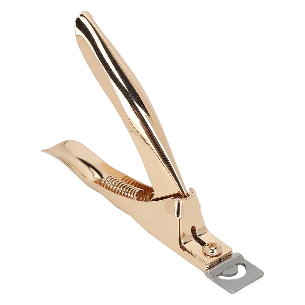 Stainless Steel Nail Tip Cutter Straight Edge Gold Color Fake Nail Trimmer U Shape Design Professional Clippers view 3