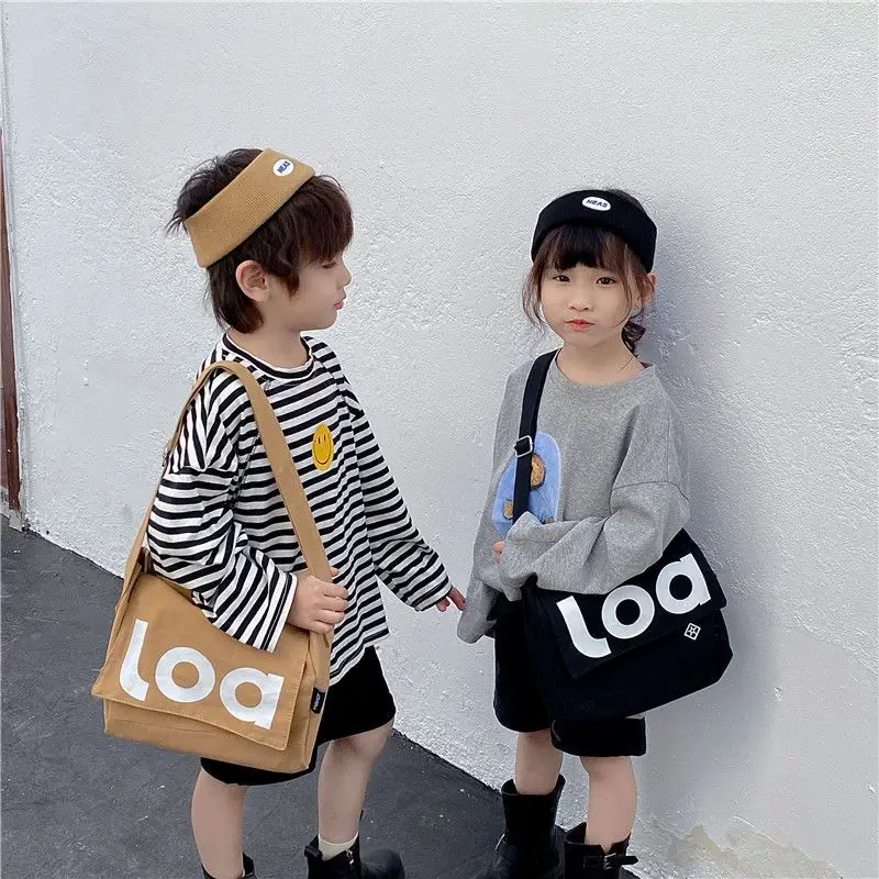 

Fashion Letter Grisl Boys' Bag Handsome Bag Canvas Letter Lightweight Children's Crossbody Bag Girls' Fashion Shoulder Bag