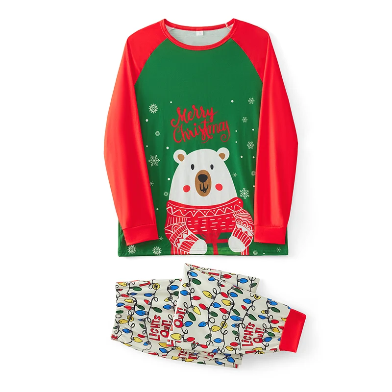 

Christmas Family Pajamas Matching Set Long Sleeve Reindeer Print Top with Snowflake Print Bottoms Sleepwear Loungewear