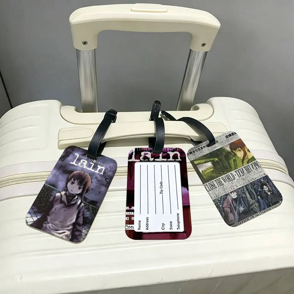 Serial E-Experiments L-Lain Anime PVC Information Card Holder Luggage Tag Anti lost Waterproof Name Label For Travelling