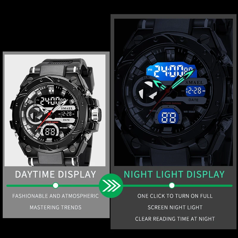 SMAEL Men\'s Watches New Fashion Brand Men LED Digital Quartz Watch Waterproof Luminous Sport Man Clock Relogio Masculino