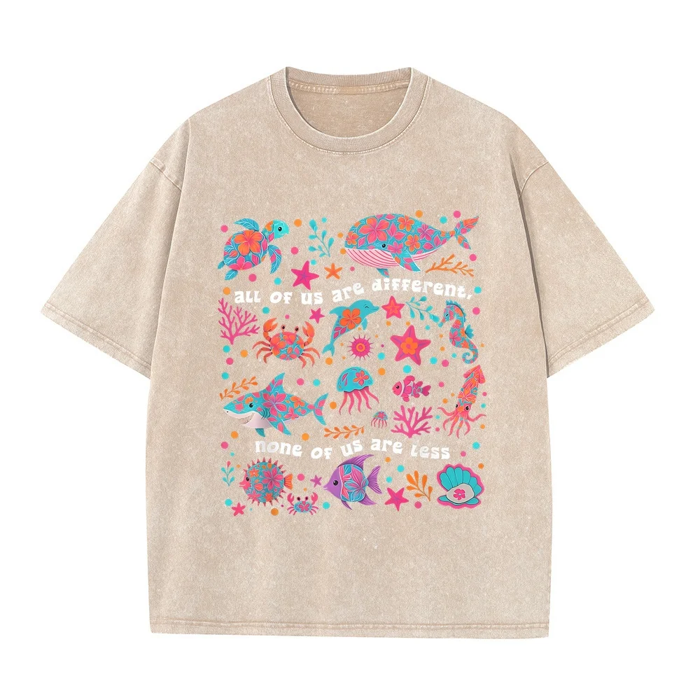 Autism Awareness All of Us are Different None Less T-Shirt Men's Clothing Y2k Oversize Round Neck Summer Top Graphic Tee Casual