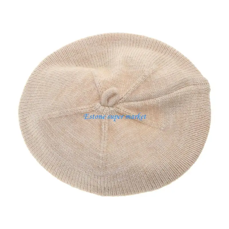 

090B Осенняя детская шапка Берет Однотонная винтажная вязаная шапка-бини для малышей