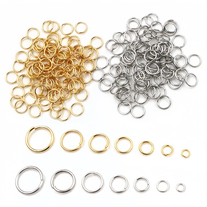 100/200Pcs Stainless Steel Split Ring Open Single Loops Jump Ring Connector 3-10mm for DIY Crafts Jewelry Making Finding Accesso
