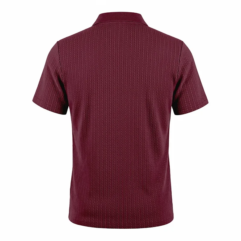 Europäisches und amerikanisches Sommer-Herren-Polohemd mit lockerem Jacquard-Strickmuster, geknöpft, kurzärmelig, auf Lager – Detail 31