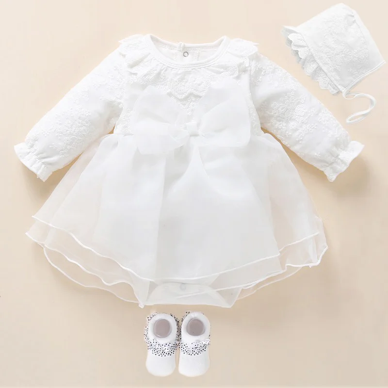 Newborn Baby Girl Dress Baptism Dress White Christening Clothes For Baby Girl Lace Vestido Bebe Robe Bapteme 3 6 9 Months