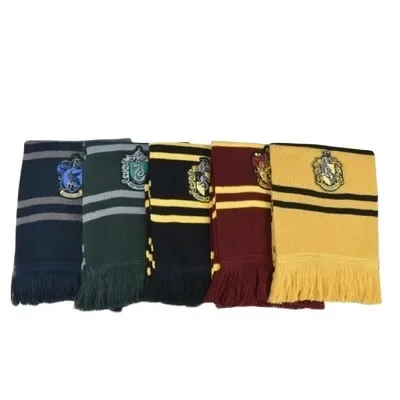 NEW Harryy Potter Scarf Warm Thick Slytherin Hogwarts College Badge Ravenclaw Hermione Gryffindor Tassel Scarf Accessories Gifts