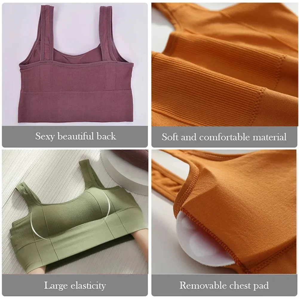 

Solid Color Womens Wire-Free Pleated Sports Bra Summer New Fashion Breathable Suspenders Vest Female Tank Tops