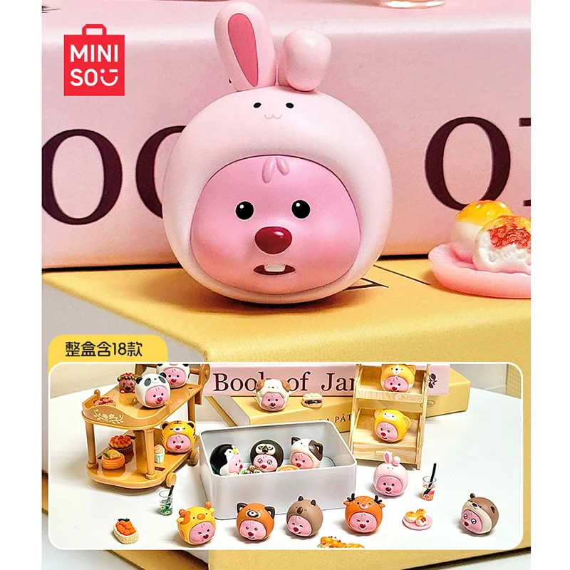 New 2024 Miniso Mini Bean Ruby Series Animal Headgear Children's Toys  Home Decoration Mini Figure Trend Toy Toys Birthday Gift