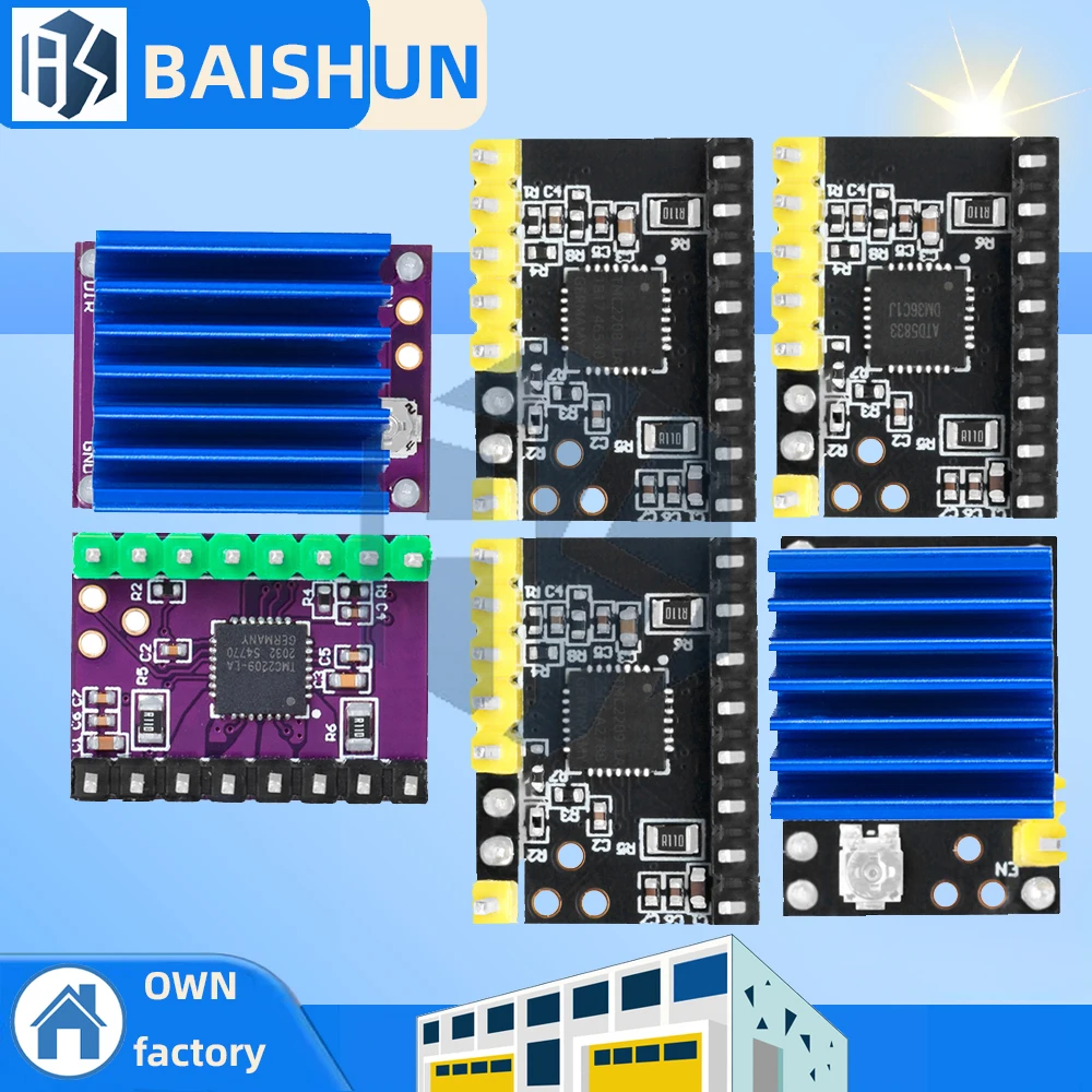 5 Ensembles Modules Pilote Moteur Pas à Pas TMC2209 V2.0 Ultra Silencieux Avec Dissipateur - Pour Imprimantes 3D
