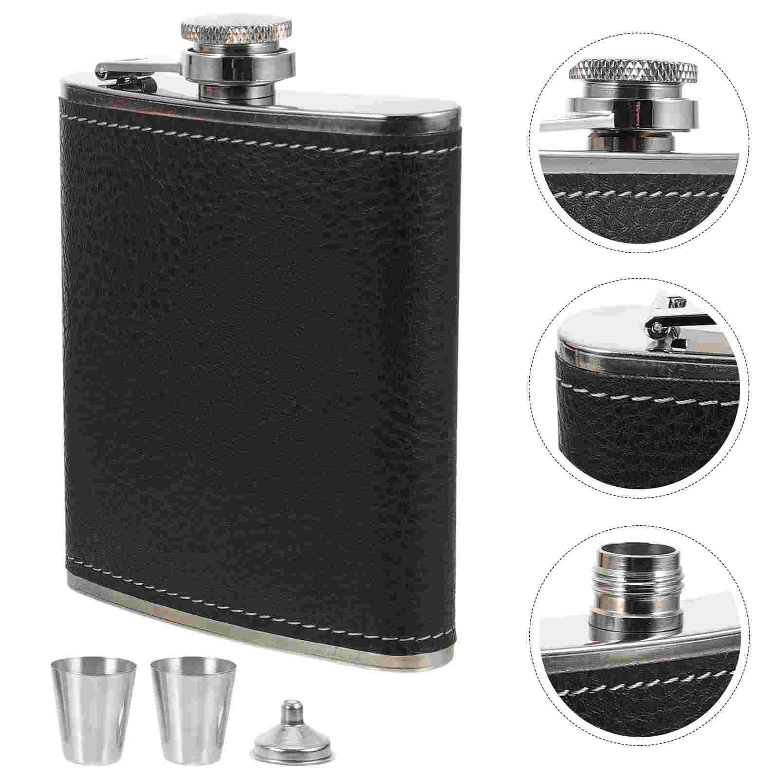 Whiskey Flask Flasks for Men Stainless Steel Cup Black God Father's Proposal Gifts Man Decanter