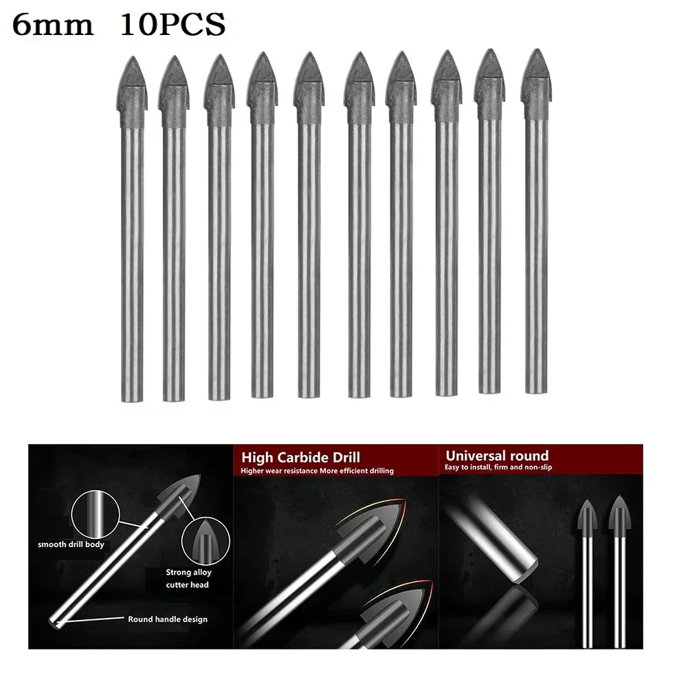 10 قطعة 6 مللي متر مثقاب الخشب تلميح كوب سيراميك لقمة ثقب الرمح رئيس كربيد التنغستن لقمة ثقب للجدار فتاحة ثقب الخرسانة