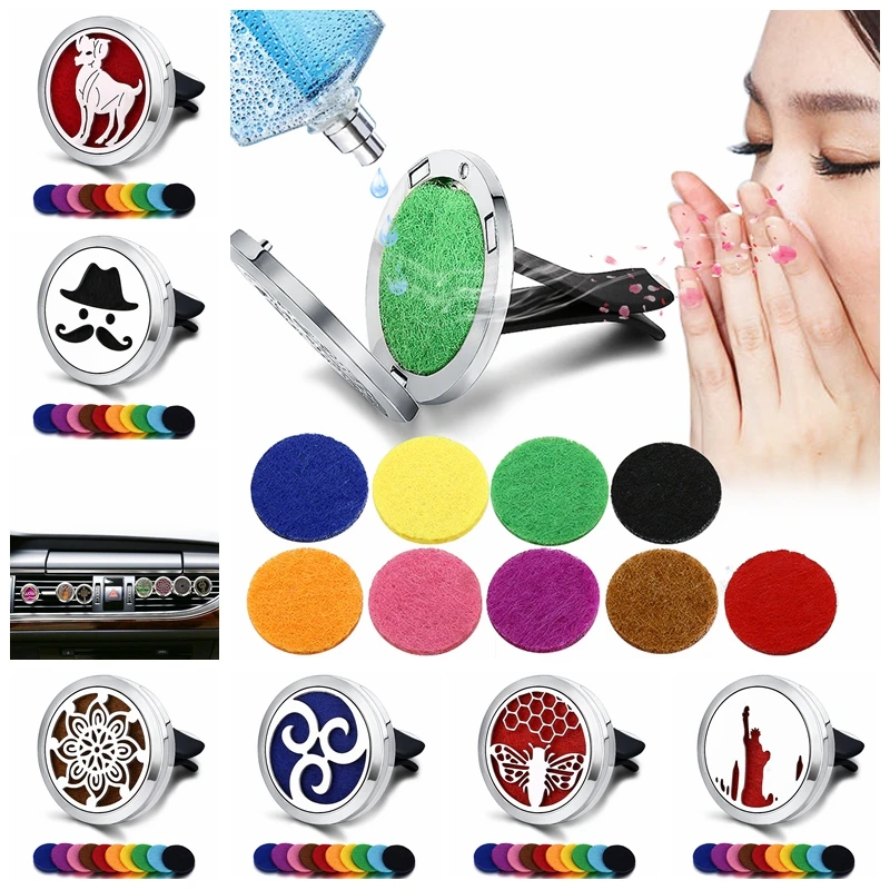 

Refillable Car Air Freshener Smell Perfume Diffuser Clip Auto Vent Essential Oil Stainless Steel Locket Interior Accessories