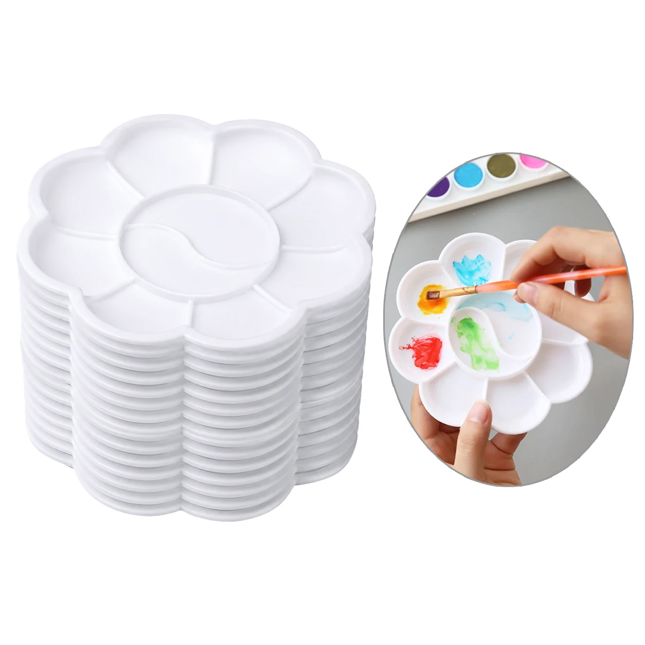 Floral Paint Palette – Bulk 5/10/15/20/25/30PCS S Size for Watercolor, Acrylic, Oil Painting & Professional Art Mixing TMZ